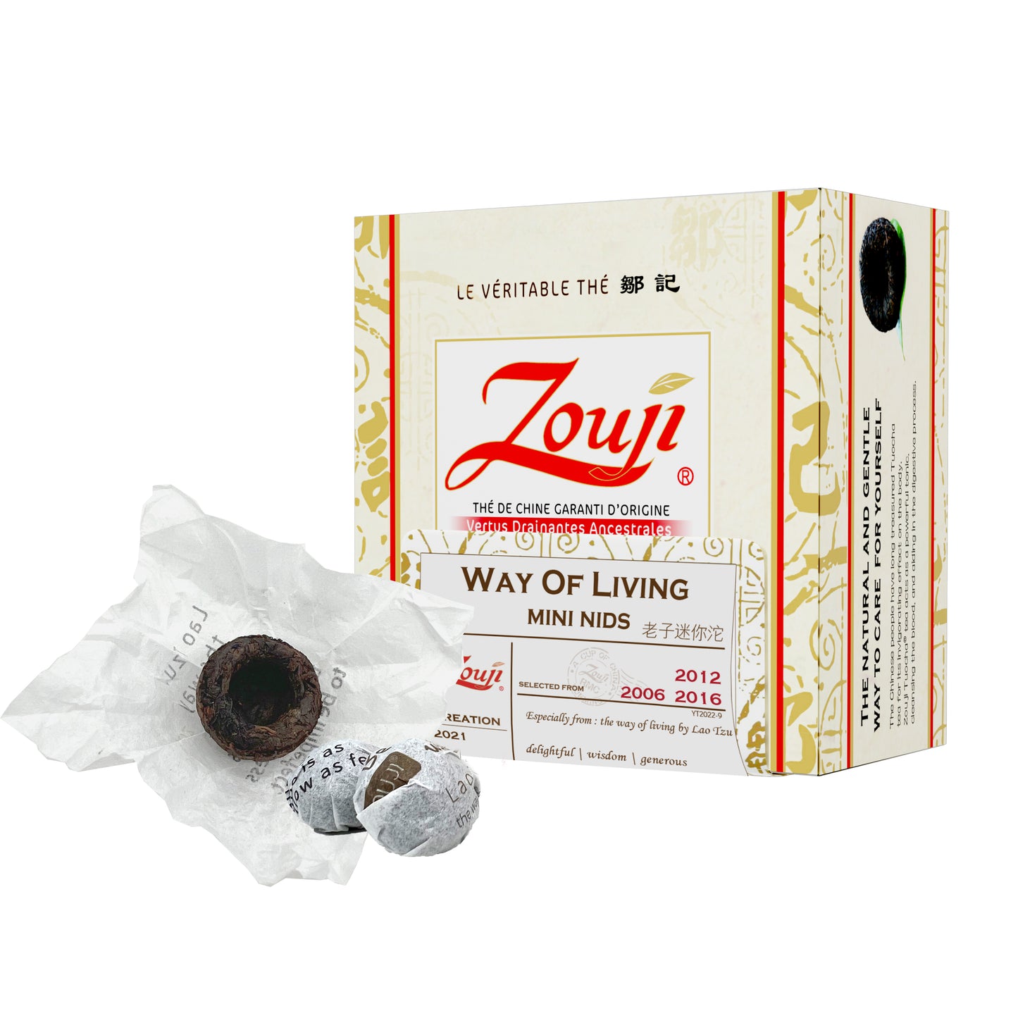 【鄒記雲南沱茶|Zouji Yunnan Tuocha】ミニ巣状プーアル熟茶 3g×38個 114g ラオツーの名言入り 無農薬・無添加 3年自然発酵 スッキリ飲み口 雲南六大茶山産